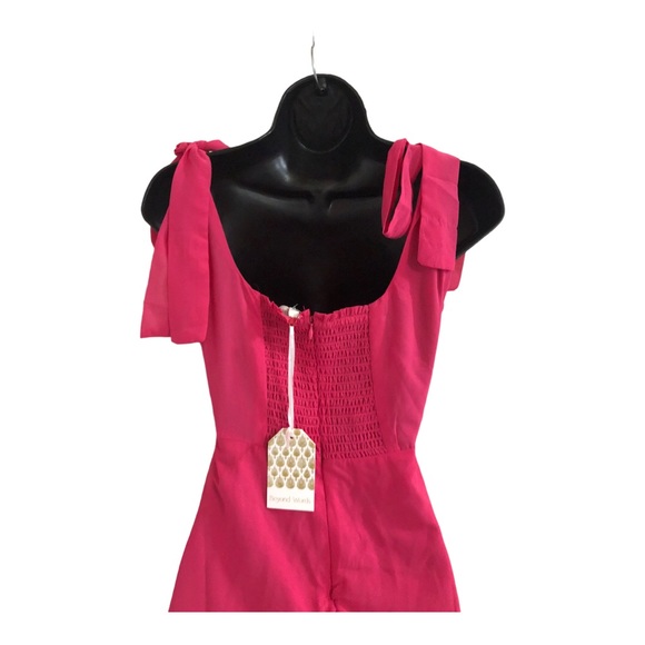 Pink square neck shoulder tie straps front slit chiffon style size medium new - Picture 12 of 15